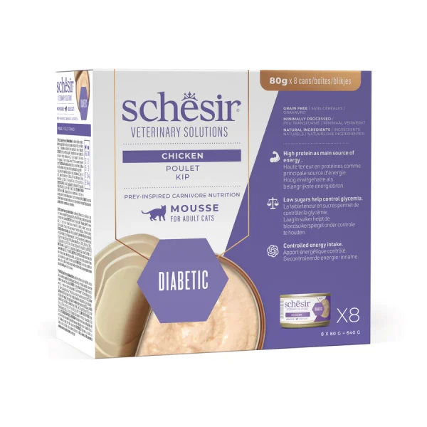 Schesir Veterinary Solutions Diabetic Chicken Mousse Wet Cat Food, 80g - Image 2
