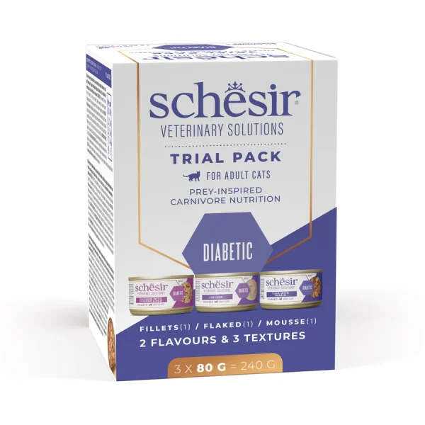 Schesir Veterinary Solutions Diabetic Variety Pack Wet Cat Food, 3x80g