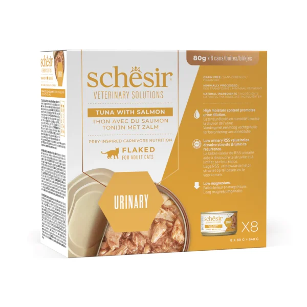 Schesir Veterinary Solutions Urinary Flacked Tuna with Salmon Wet Cat Food, 80g - Image 2