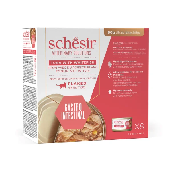 Schesir Veterinary Solutions Gastrointestinal Flaked Tuna with Whitefish Wet Cat Food, 80g - Image 2