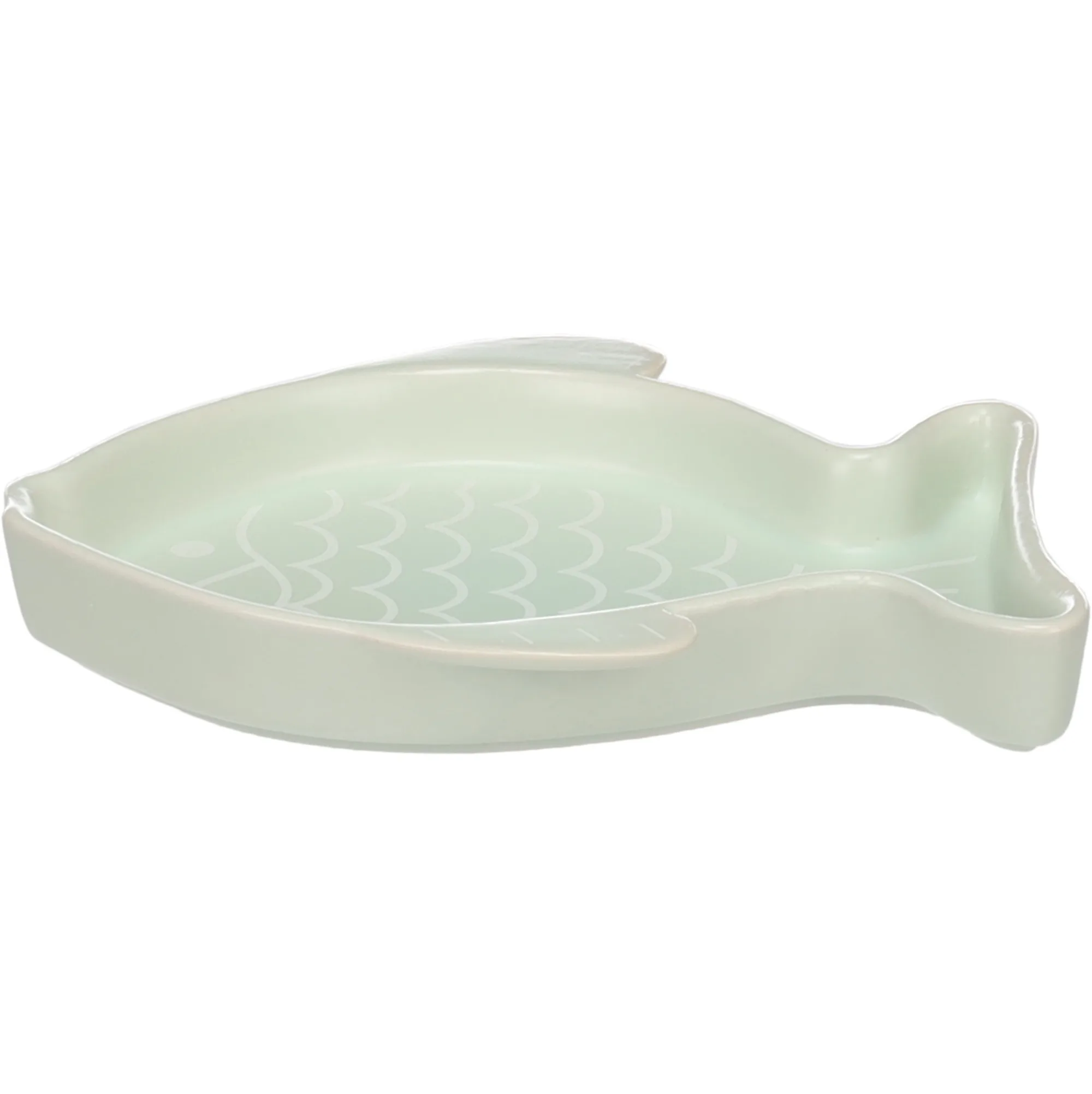 Flamingo Fishie Ceramic Cat Bowl, Green