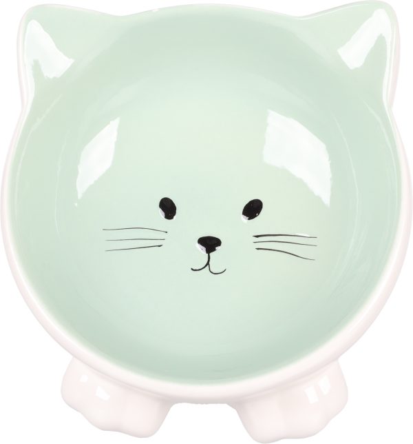 Flamingo Puzi Ceramic Cat Bowl, Green - Image 2