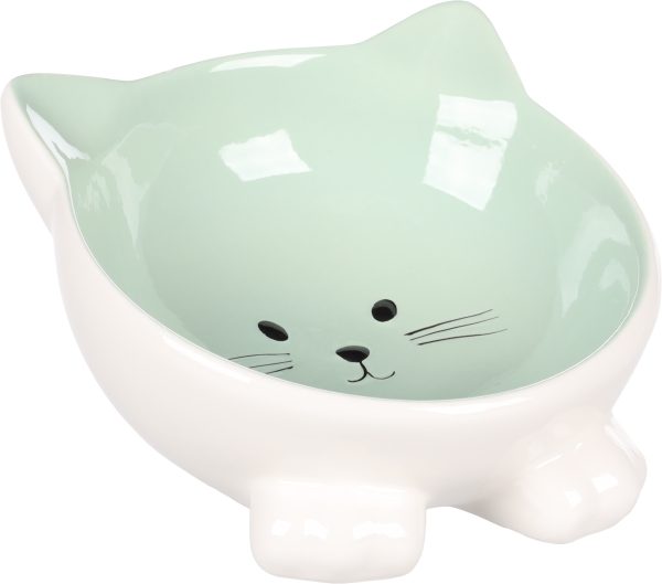 Flamingo Puzi Ceramic Cat Bowl, Green