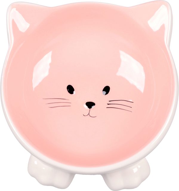 Flamingo Puzi Ceramic Cat Bowl, Pink - Image 2