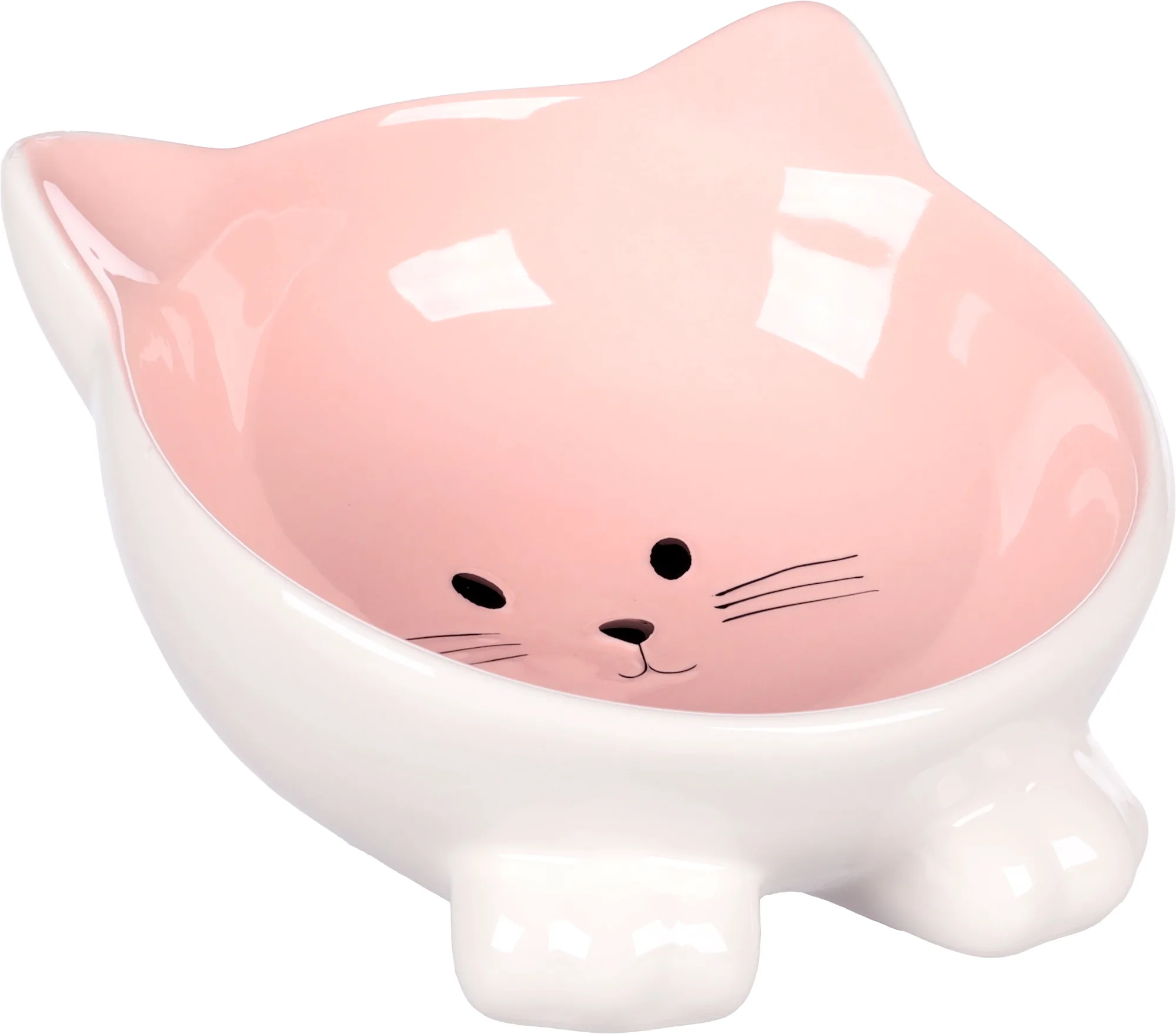 Flamingo Puzi Ceramic Cat Bowl, Pink
