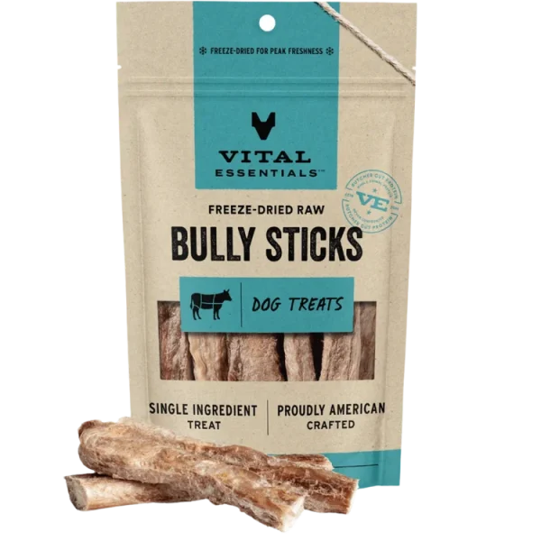 Vital Essentials Bully Sticks Freeze-Dried RAW Dog Treat, 1.4oz