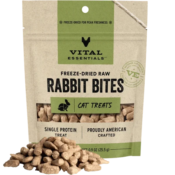 Vital Essentials Rabbit Bites Freeze-Dried RAW Cat Treat, 0.9oz