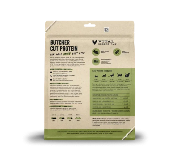 Vital Essentials Freeze-Dried RAW Rabbit Entree Mini Patties Dry Cat Food, 8oz - Image 2