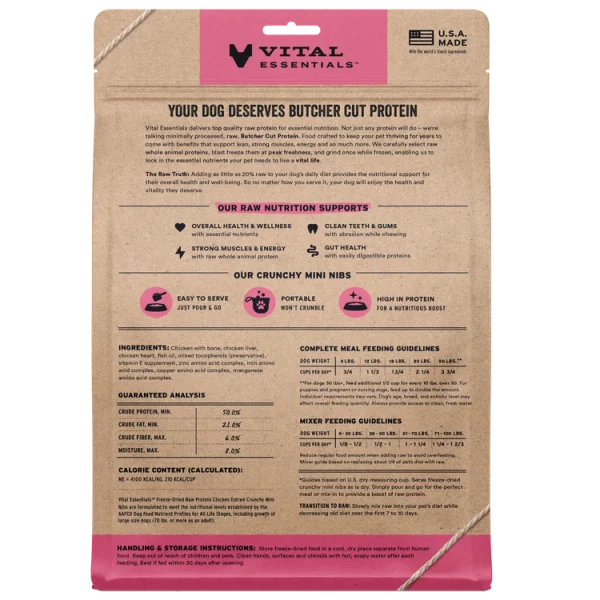 Vital Essentials Freeze-Dried RAW Chicken Entree Crunchy Mini Nibs Dog Food, 5.5oz - Image 2