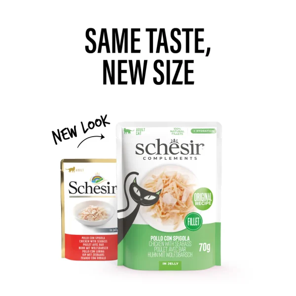 Schesir Chicken Fillets with Seabass in Jelly Wet Cat Food, 70g - Image 2