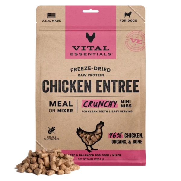 Vital Essentials Freeze-Dried RAW Chicken Entree Crunchy Mini Nibs Dog Food, 5.5oz