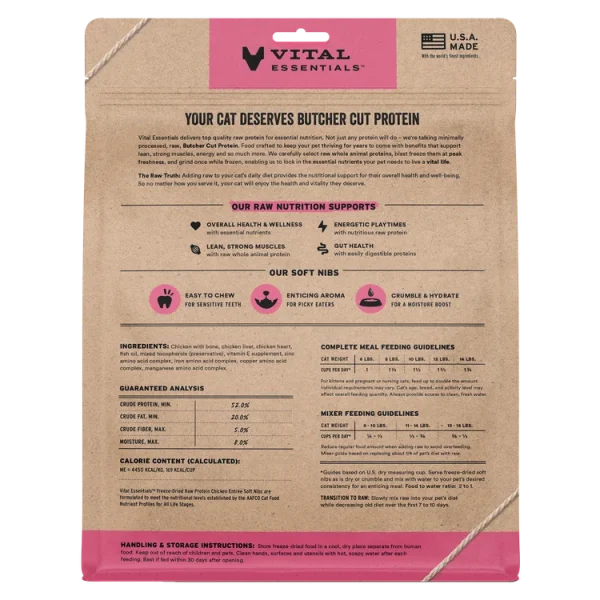Vital Essentials Freeze-Dried RAW Chicken Entree Soft Nibs Cat Food, 12oz - Image 2