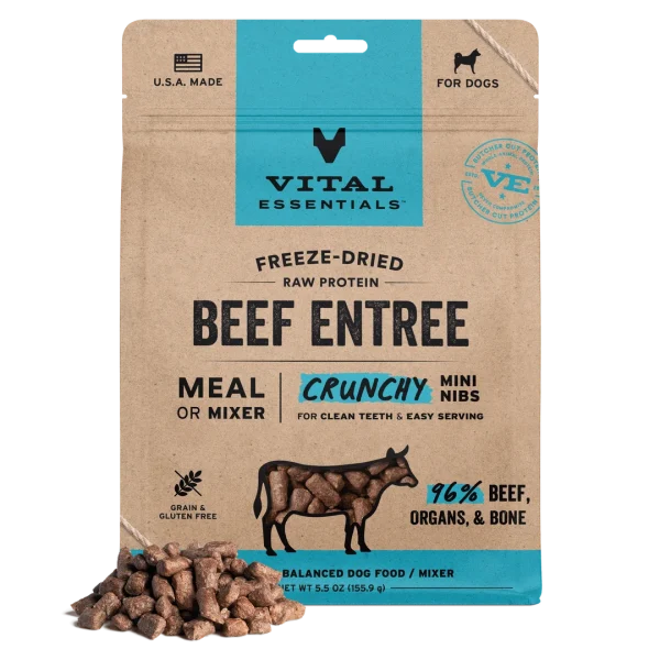 Vital Essentials Freeze-Dried RAW Beef Entree Crunchy Mini Nibs Dog Food, 5.5oz