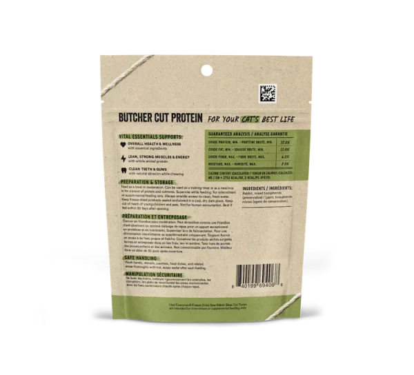 Vital Essentials Rabbit Bites Freeze-Dried RAW Cat Treat, 0.9oz - Image 2
