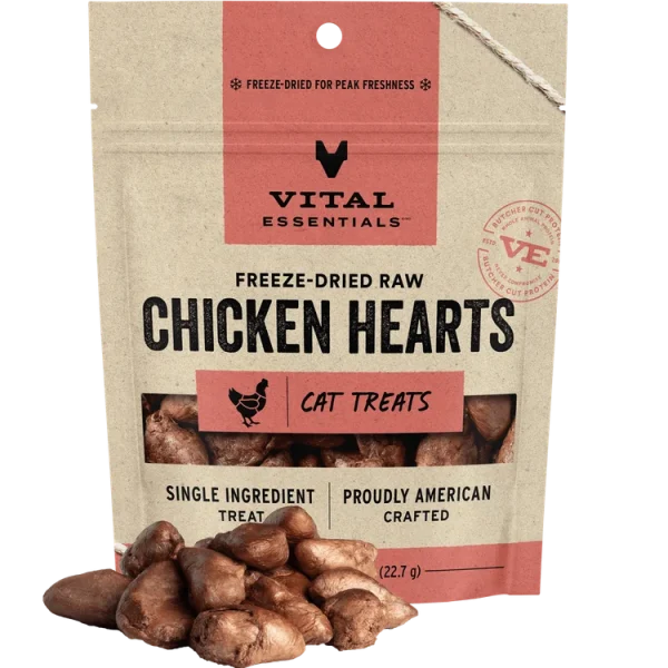 Vital Essentials Chicken Hearts Freeze-Dried RAW Cat Treat, 0.8oz
