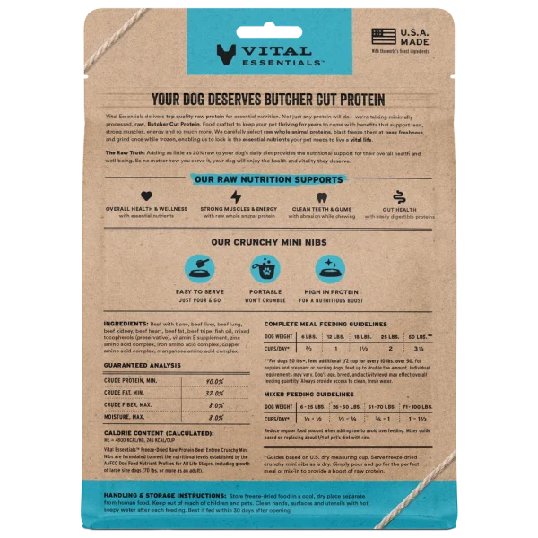 Vital Essentials Freeze-Dried RAW Beef Entree Crunchy Mini Nibs Dog Food, 5.5oz - Image 2