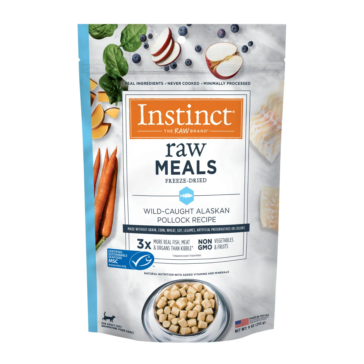 Instinct Raw Meals Wild Caught Alaskan Pollock Recipe Freeze-Dried Cat Food, 9oz