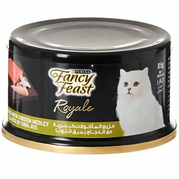 Fancy Feast Royale Seafood with Chicken Medley Glazed in Tuna jus Wet Cat Food, 85g