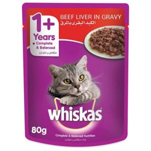 Whiskas Beef Liver in Gravy Wet Cat Food, 80g