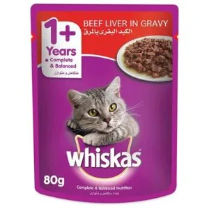 Whiskas Beef Liver in Gravy Wet Cat Food, 80g