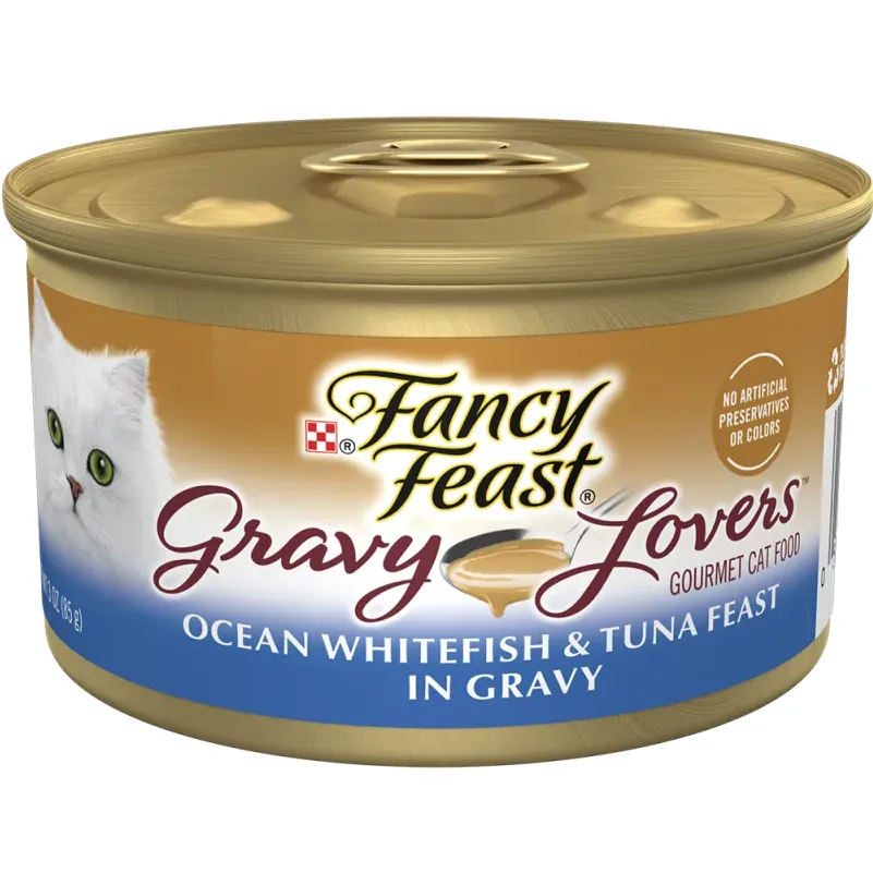 Fancy Feast Gravy Lovers Ocean Whitefish and Tuna Feast Gourmet Wet Cat Food, 85g