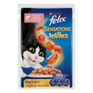Felix Sensations Jellies Salmon And Tomato in Jelly Wet Cat Food, 85g