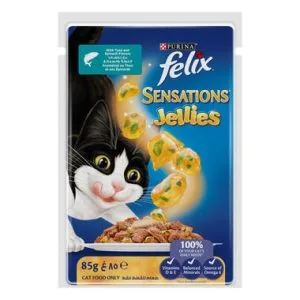 Felix Sensations Jellies Tuna & Spinach in Jelly Wet Cat Food, 85g