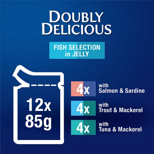 Felix Doubly Delicious Fish Selection in Jelly Wet Cat Food, 85g (Pack of 12) - Image 3