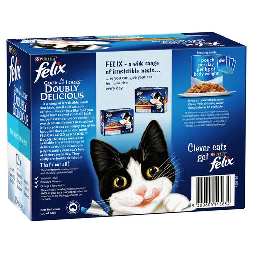 Felix Doubly Delicious Fish Selection in Jelly Wet Cat Food, 85g (Pack of 12) - Image 2