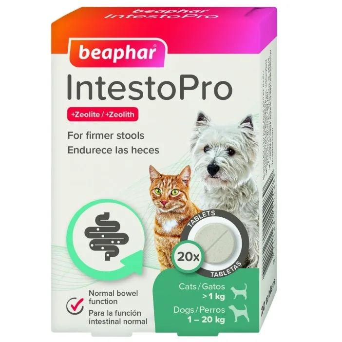 Beaphar IntestoPro Anti Diarrhea Tablet for Small Dogs and Cats, 20 tablets