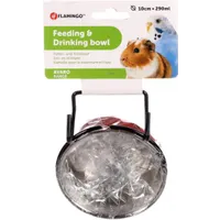 Alternative view of Flamingo Avaro Round Silver with Red Feeding and Drinking Bowl