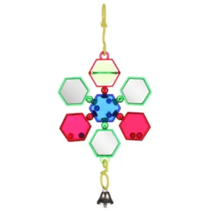 Flamingo Delta Mirror Bird Toy, Green Mirrors