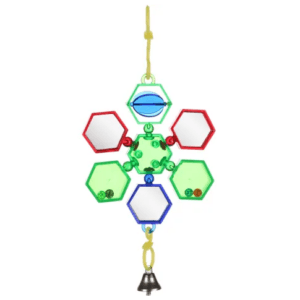 Flamingo Delta Mirror Bird Toy, Reb, Blue Mirrors