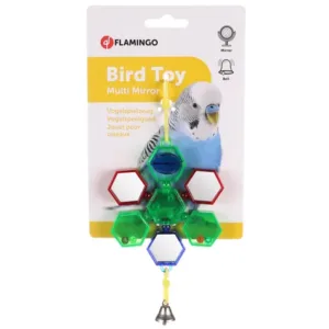 Alternative view of Flamingo Delta Mirror Bird Toy, Reb, Blue Mirrors