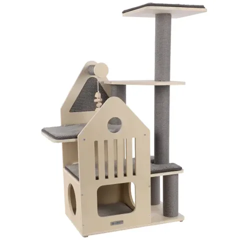Flamingo Kaisa Scratching Cat Tree, Beige and Grey