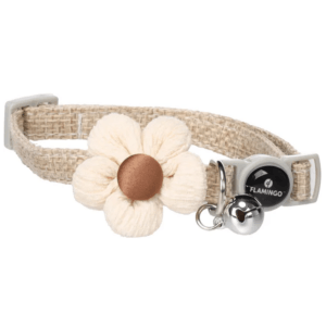 Alternative view of Flamingo Bieke Cat Collar with Flower, White