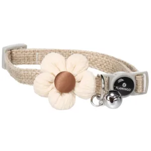 Alternative view of Flamingo Bieke Cat Collar with Flower, White