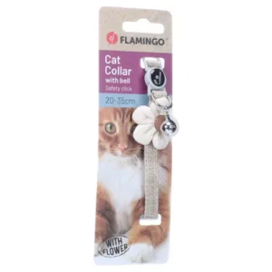 Flamingo Bieke Cat Collar with Flower, White
