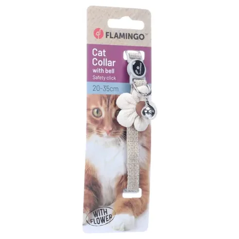 Flamingo Bieke Cat Collar with Flower, White