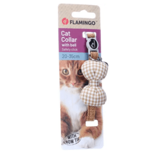 Alternative view of Flamingo Dilia Bowtie Cat Collar, Beige