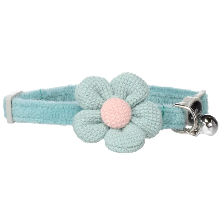 Flamingo Ada Cat Collar with Flower, Blue