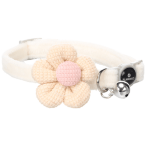 Flamingo Ada Cat Collar with Flower, White