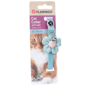 Alternative view of Flamingo Ada Cat Collar with Flower, Blue