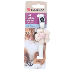 Alternative view of Flamingo Ada Cat Collar with Flower, White