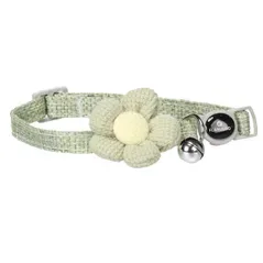 Flamingo Maya Cat Collar with Flower, Green