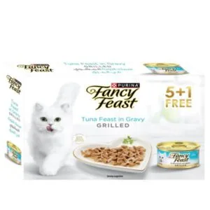 Fancy Feast Grilled Tuna Feast In Gravy Gourmet Wet Cat Food, 85g (5+1 Pack)