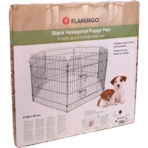 Alternative view of Flamingo Jax Hexagon Puppy Pen, Black