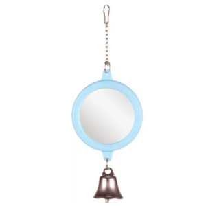 Flamingo Parakeet Toy Mirror, Blue