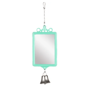Flamingo Parakeet Toy Mirror, Green