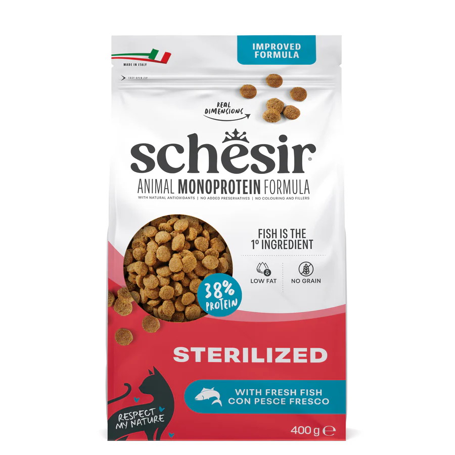 Schesir Monoprotein Sterilized with Fresh Fish Dry Cat Food